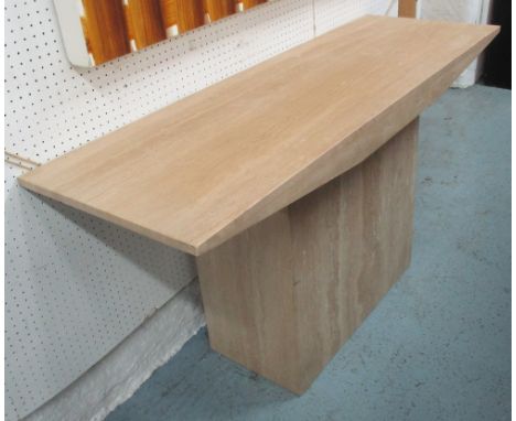 CONSOLE TABLE, with travertine top and base, 135cm x 45cm x 72cm H.