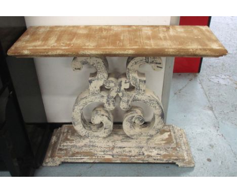 CONSOLE TABLE, Italian style in wood in a distressed painted finish, 120cm x 36cm x 89cm H.