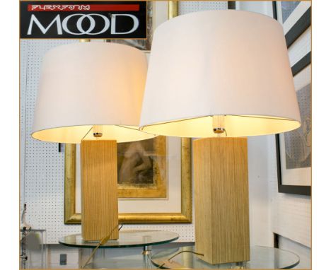 TABLE LAMPS, a pair, by Flexform Mood, beech construction with ivory shades, 80cm H. (2)