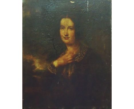 19TH CENTURY SCHOOL, 'Portrait of a young woman', oil on canvas, 76cm x 63cm.