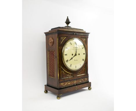 BRACKET CLOCK, Regency with rosewood and brass inlaid case, twin fusee movement, dial inscribed 'Spink & Son, No.2, Gracechur