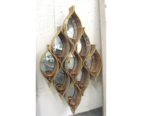 NIGHT LIGHT HOLDER, wall mounted Eastern style with mirrored back in ornate gilded metal, 140cm x 84cm. 
