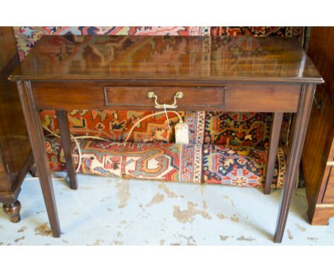 HALL TABLE, George III mahogany, of adapted shallow proportions, with frieze glove drawer, 92cm x 72cm H x 33cm D.