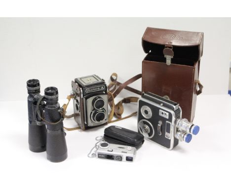 Various Cameras: a Yashica-A camera together with several other cameras and other items (a lot)