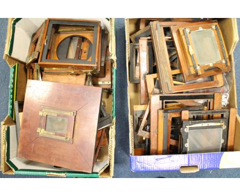 Camera Parts, a large quantity of wooden camera parts (2 boxes)