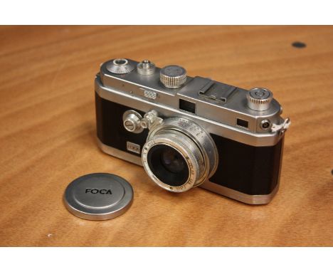 A Foca Universal Rangefinder Camera,  with Oplar f/2.8 50mm lens, in case