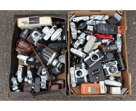 Various Cameras: a variety of cameras and camera bodies including Pentax and Canon (2 boxes)