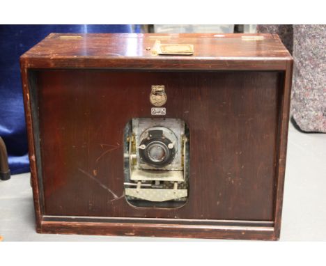 A Dansk Arbejde Multiple Image Mahogany Camera, with Carl Zeiss Tessar lens, with hand cranked rear adjustments, AF