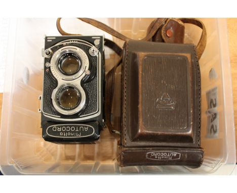 Minolta Autocord camera, with makers case