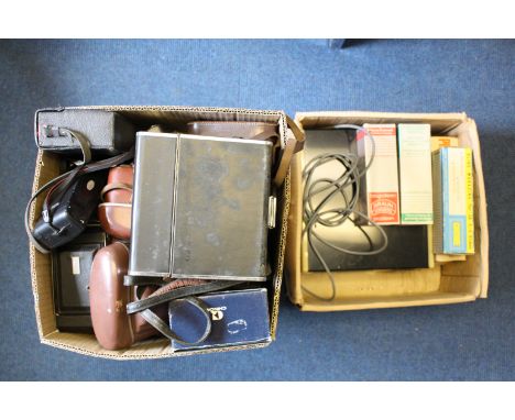 Various Cameras: quantity of various cameras including, folding, compact and cine examples (2 boxes)