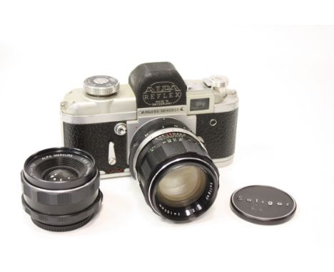 An Alpa 6b Camera, chrome body together with an Alpa Mercure f/3.5 35mm lens and a f/2.8 105mm Soligor lens (3)