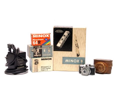 A Minox B Camera, with accessories, together with a Mycro IIIA camera