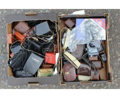 Various Light Meters: quantity of various light meters including examples from Gossen, Weston, and more (2 boxes)