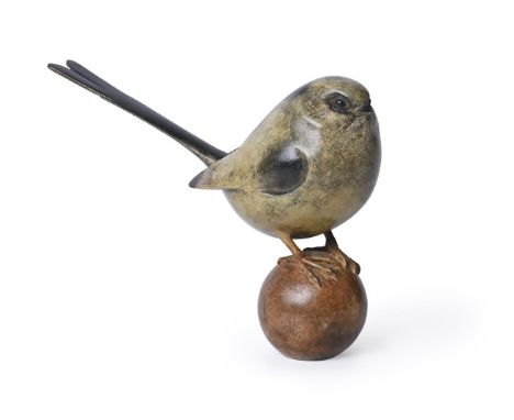 λ ADAM BINDER (BRITISH B. 1970) LONG TAILED TIT  Bronze Signed and numbered 5/24 (to spherical base) Height: 9.5cm (3½in.) 