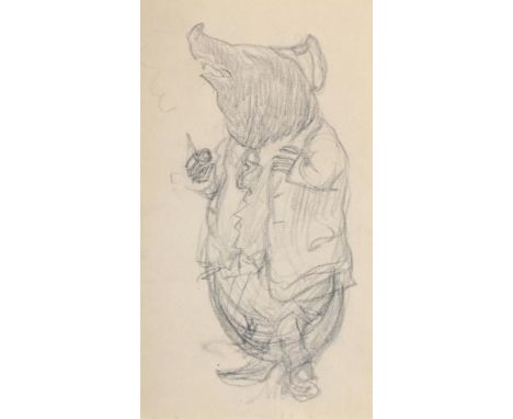 λ ERNEST HOWARD SHEPARD (BRITISH 1879-1976) MOLE WITH PIPE Pencil  12 x 6.5cm (4½ x 2½ in.)Illustration for Bertie's Escapade