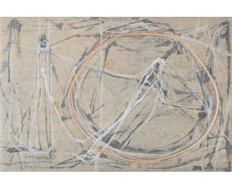 λ MICHAEL GINSBORG (BRITISH B. 1956) PLAYING THE GREAT HARP, SIXTH STUDY Acrylic on paper on calico Signed, titled and dated 