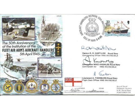Cpt R. G. Hastilow RN HMS Invincible, Cmdr. Mike Knowles RN HMS Invincible, Lt A. Thorburn RN Flt Deck Off HMS Invincible sig