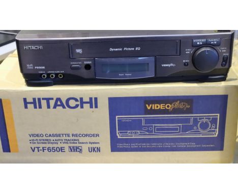 Hitachi F650 video recorder with remote and original box ( remote in office 5619 ). Not available for in-house P&P, contact P