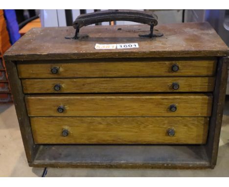 Vintage four drawer joiners chest with tool contents. Not available for in-house P&amp;P, contact Paul O'Hea at Mailboxes on 