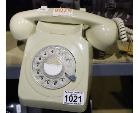 Ivory, GPO746 retro rotary telephone replica of the 1970s classic, compatible with modern telephone banking and any standard 