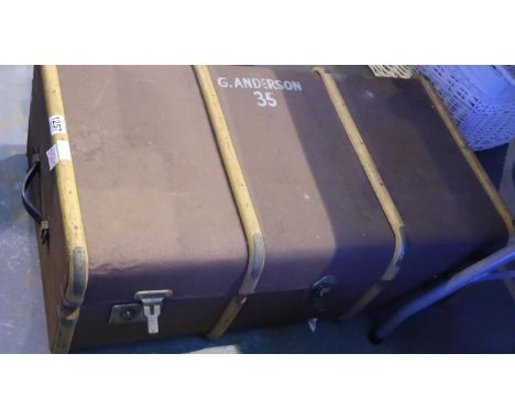 Bentwood trunk with brass fittings stamped Ganderson 35, 92 x 52 x 31 cm. Not available for in-house P&amp;P, contact Paul O'
