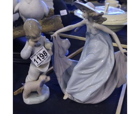 Nao boy and a Lladro lady (lady has a broken finger). P&amp;P Group 3 (£25+VAT for the first lot and £5+VAT for subsequent lo