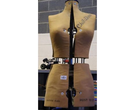 Vintage adjustable chil-daw dress markers dummy on a tubular steel stand. Not available for in-house P&amp;P, contact Paul O'