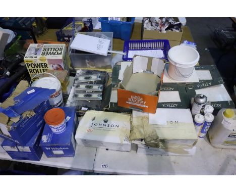 Mixed collection of ceramic tiles and boxed power roller paint etc. Not available for in-house P&amp;P, contact Paul O'Hea at