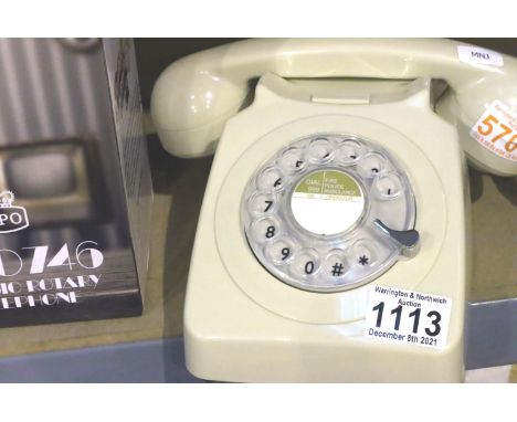 Ivory, GPO746 retro rotary telephone replica of the 1970s classic, compatible with modern telephone banking and any standard 