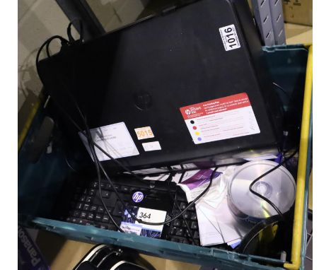 HP envoy 5020 colour printer with three computer keyboards to include an Advent example. Not available for in-house P&P, cont