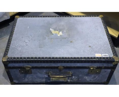 Wooden cased lockable travel trunk 75 x 52 x 30 cm H. Not available for in-house P&amp;P, contact Paul O'Hea at Mailboxes on 