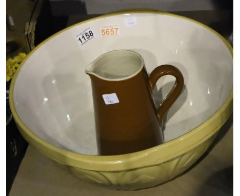 Large ceramic mixing bowl by TG Greeneand a ceramic jug. Not available for in-house P&amp;P, contact Paul O'Hea at Mailboxes 