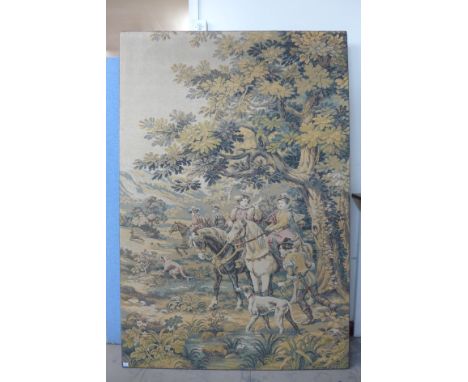 A large Italian style tapestry, depicting a hunting scene, manner of Cesare Auguste Detti