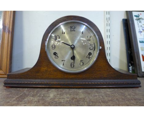 An oak Whittington chime mantel clock