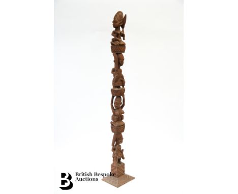 Akin Fakeye (b.1936  ) Iroko wood figural sculpture, approx 128 cms h, signed to the base.  Provenance: Property of a lady, p