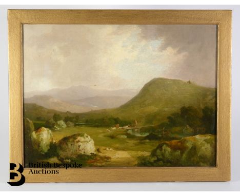 William Traies (1789-1872) The First Bridge on The Dart, signed, inscribed and dated 1851 on canvas overlap attached to the s