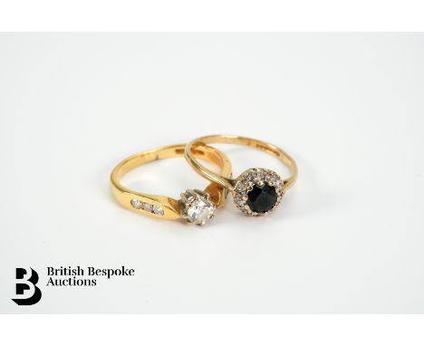 An 18ct yellow gold and diamond ring, the ring set with central diamond approx. 30 pts, with a further 12 pts to shoulders. S