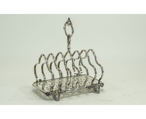 A Very Fine and Heavy Victorian Silver Plated Six Tier Toast Rack of Ornate Form. Maker Thomas Wilkinson. Date 1875. Height 7