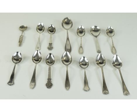 A Vintage Collection of Swedish Silver Spoons ( 14 ) In Total. All with Swedish Silver Hallmarks, Various Dates and Makers Ma