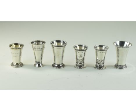 Swedish - Antique and Vintage Collection of Silver Cups, Some with Gilt Interiors ( 6 ) In Total. All Cups with Swedish Silve