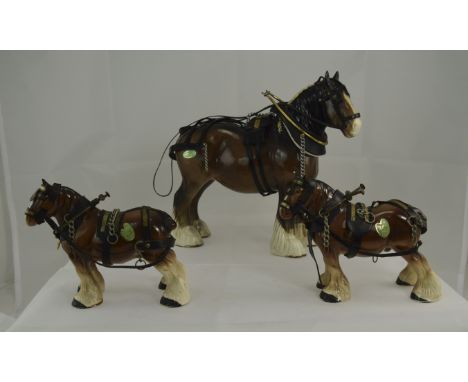 Beswick Shire Horse Figure with Harness. Model Num H818. Issued 1974 - 1982. Designer A. Gredington. Height 8.5 Inches + Melb