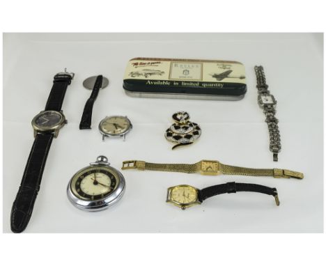 Mixed Lot Of Watches Comprising Timex Manual Wind, Ingersoll Chrome Pocket Watch, Ladies Rotary Quartz etc