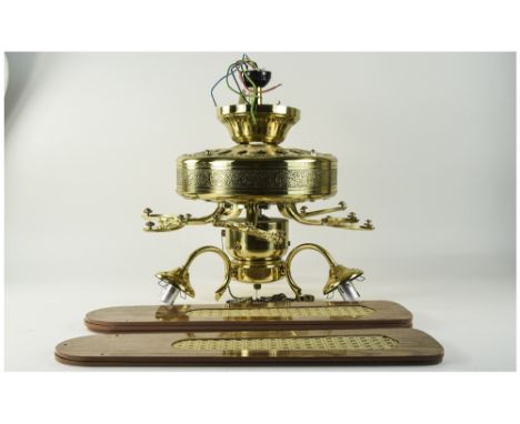 Brass 3 Branch Ceiling Light With Fan Made By Fantasia Of London, Looks As New Condition
