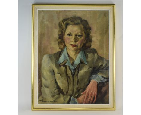 Tookey Oil On Canvas Portrait Of A Lady, Signed And Dated For 1946, 26 x 28 Inches