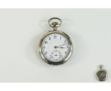 Antique - Keyless Silver Open Faced Chronometer Pocket Watch, Features 15 Rubies, Spiral Breguet, Balance Compensation, Porce