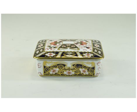 Royal Crown Derby Lidded Trinket Box. Pattern Num 2451. Date 1905 - 1910. 4.5 Inches Wide. Excellent Condition. 