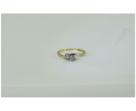 Vintage 18ct Gold and Platinum Two Stone Diamond Ring. Fully Hallmarked. 