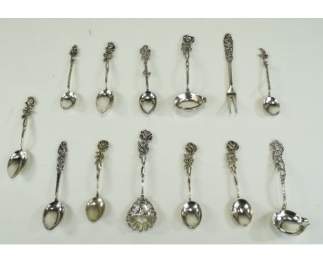 A Very Fine Collection of Antique and Vintage Ornate Designed Swedish and Dutch Silver Spoons ( 12 ) In Total. 123.5 grams. A
