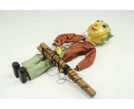Pelham Puppet In Original Period Box with Paperwork ' Mr Turnip ' Early Puppet, Solid Head. 1940's. The Puppet Is In Very Goo