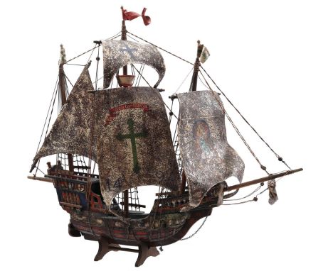 Scale model caravel, Santa Maria, 74 cm high, 85 cm long